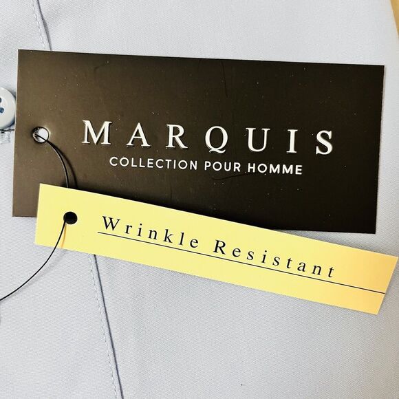 Marquis Wrinkle Resistant Dress Shirt 15 1/2 32-33 Light Blue Cotton Blend Reg - Picture 4 of 6